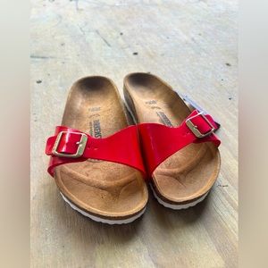 NWT Birkenstock Madrid Red Single Buckle Girls/Kids Size 12 Sandals